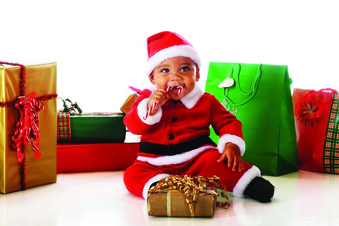 Kid with Christmas Toys.