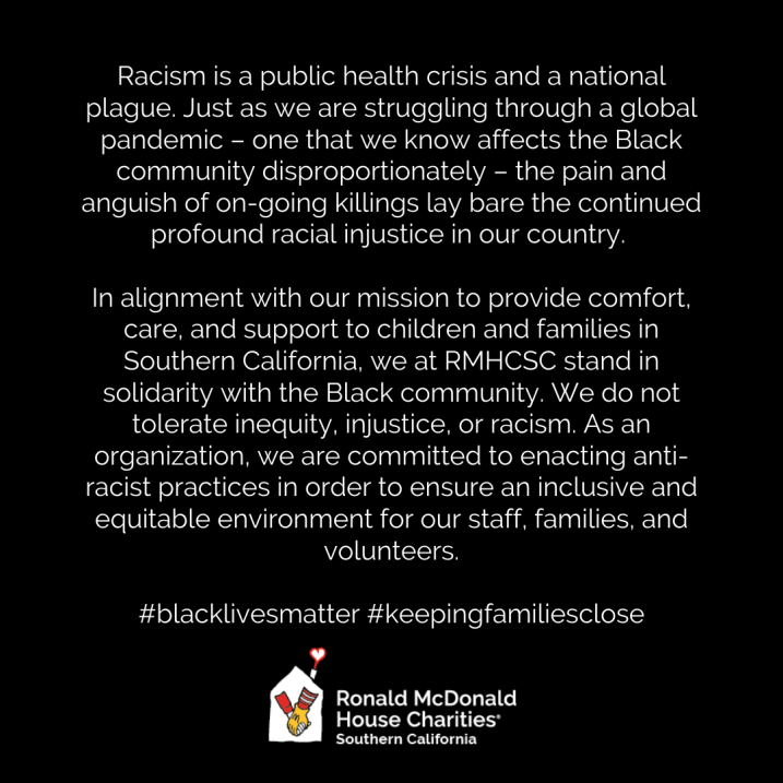 RMHCSC BLM message